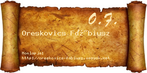 Oreskovics Fábiusz névjegykártya